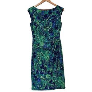 Lauren Ralph Lauren Women’s 4 Pleated Knee Length Dress Multicolor Sleeveless